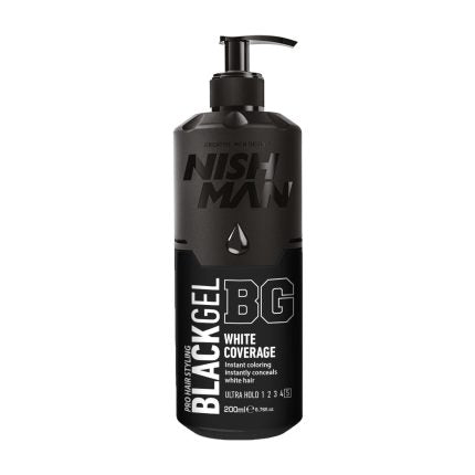 Nishman Ultra Hold Hair Styling Black Gel – White Coverage